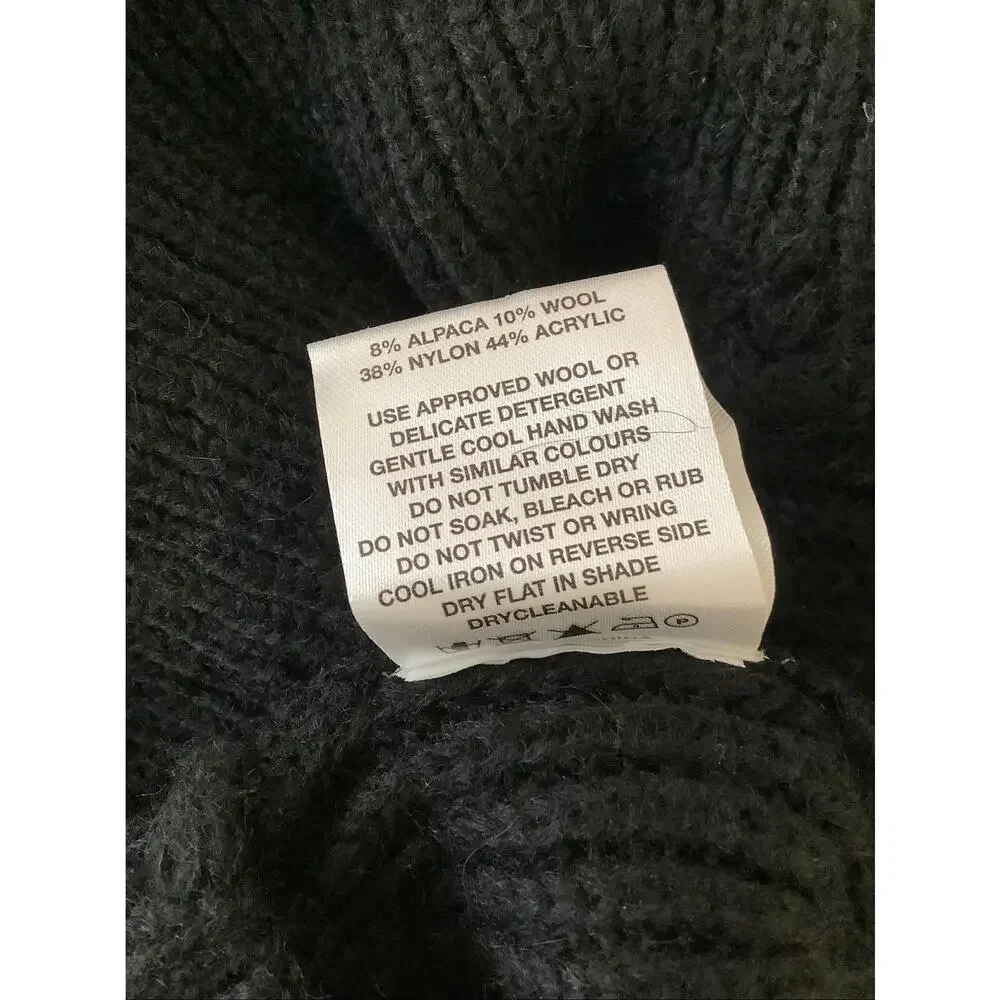 Beach Brains Men's Small Black Session Ribbed Knit Alpaca Wool Sweater U1-21